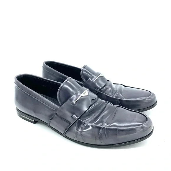 Prada | Shoes | Prada Gray Marble Patent Leather Loafers Men  display picture 2